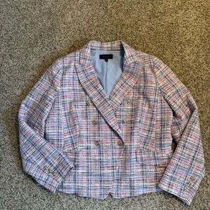 Talbots Pink/Blue Multi Tweed Double-Breasted Blazer - 12